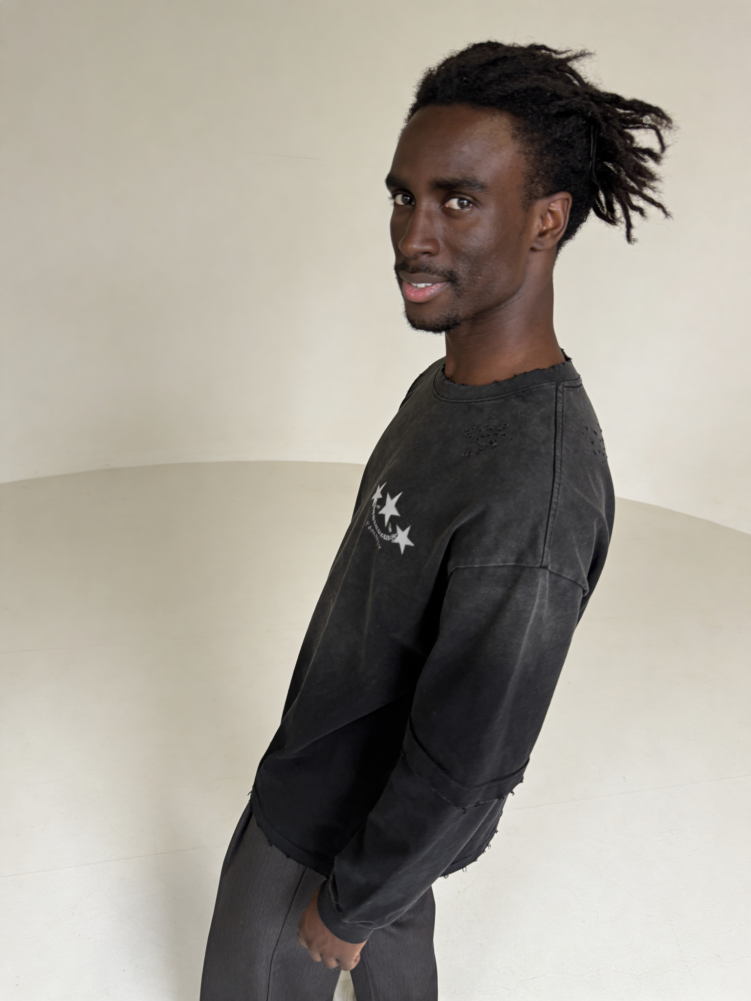 Solyx 01 — Heavyweight Washed Double‑Gauze Long‑Sleeve (280GSM