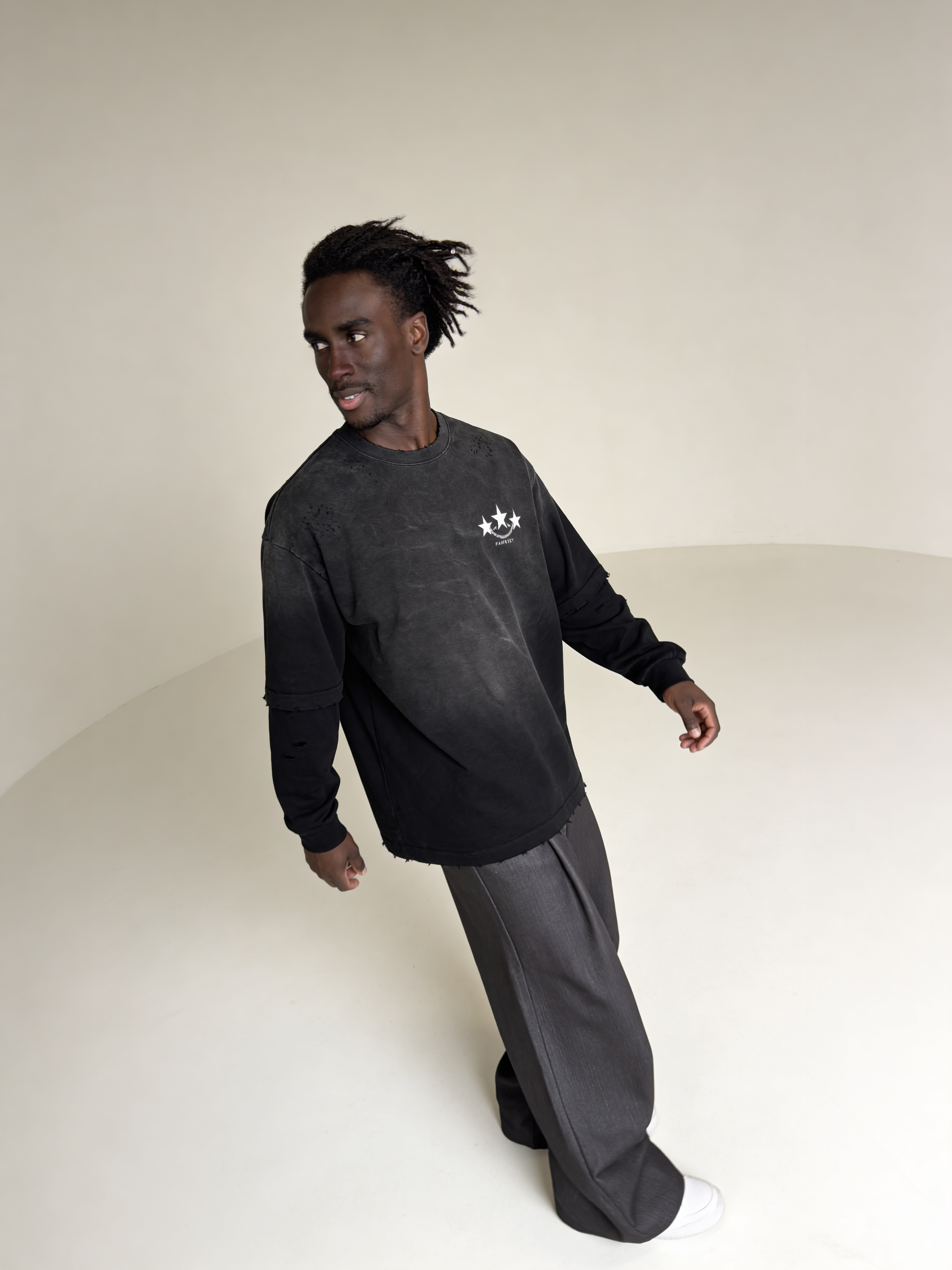 Solyx 01 — Heavyweight Washed Double‑Gauze Long‑Sleeve (280GSM